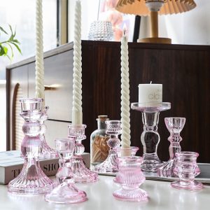 Elegant handmade glass candle holder set from Zibo Bull Glassware Co., Ltd.